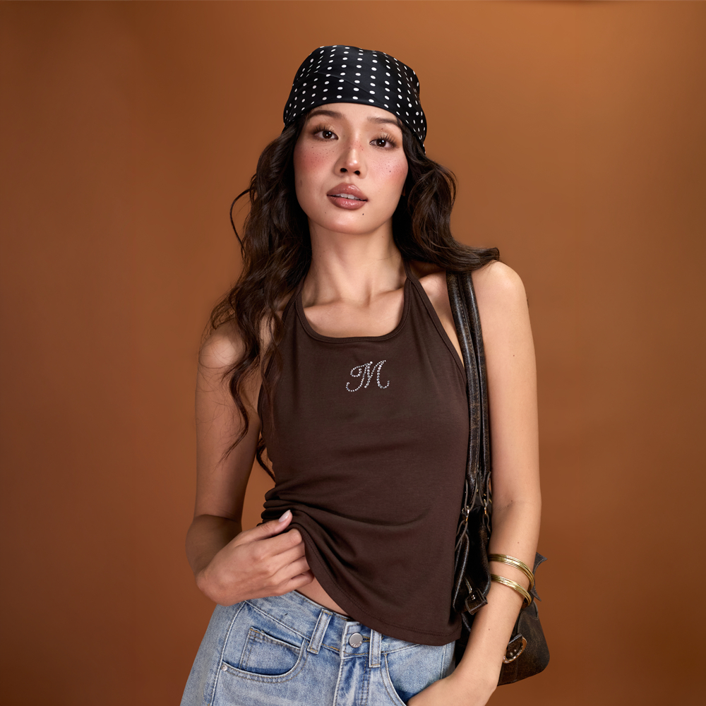 Áo kiểu nữ tank top đính đá Emmy Miều Est.2013 chất vải thun thoáng mát