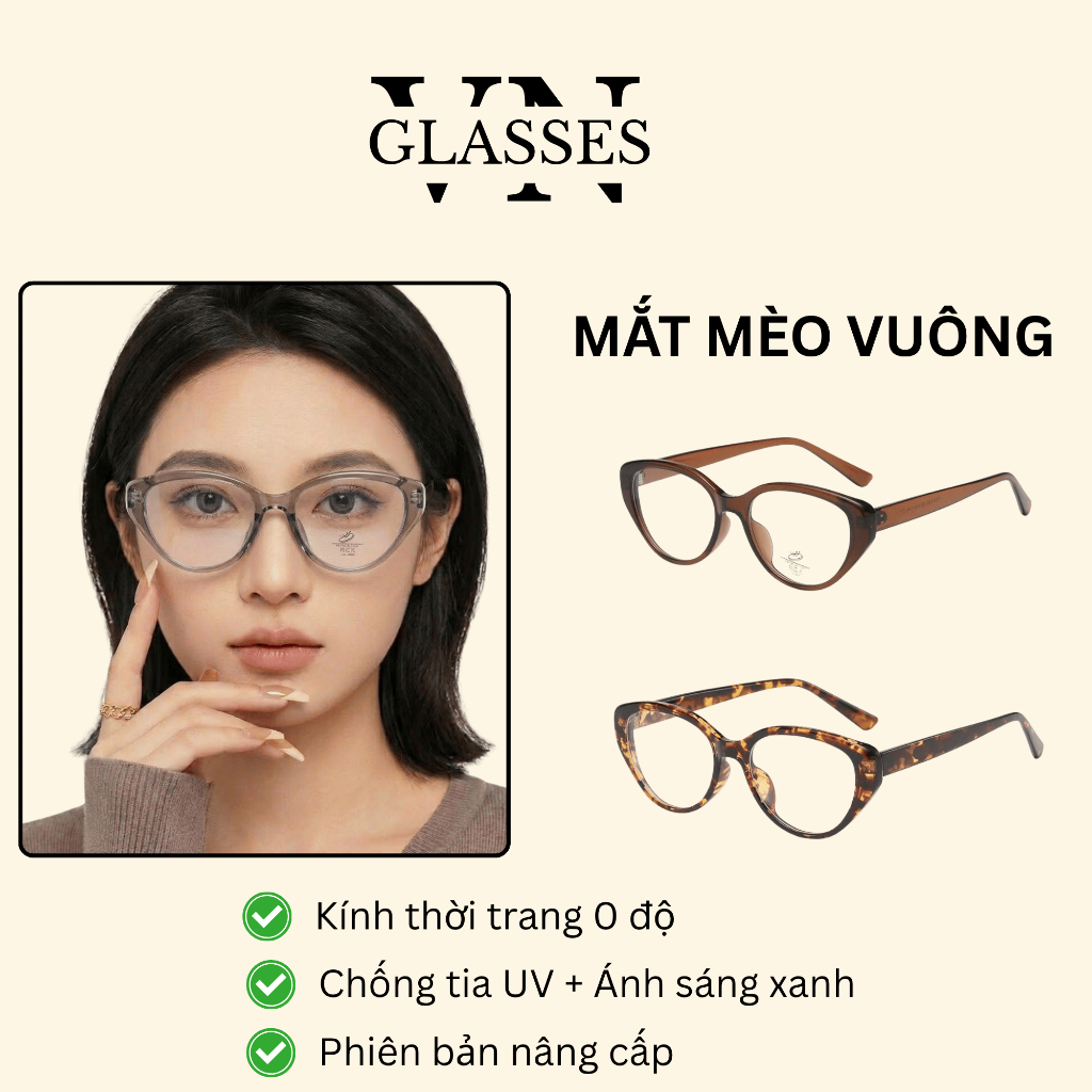 Kính mắt mèo đổi màu dành cho nam nữ hot trend phong cách Hàn Quốc chống ánh sáng xanh 81059