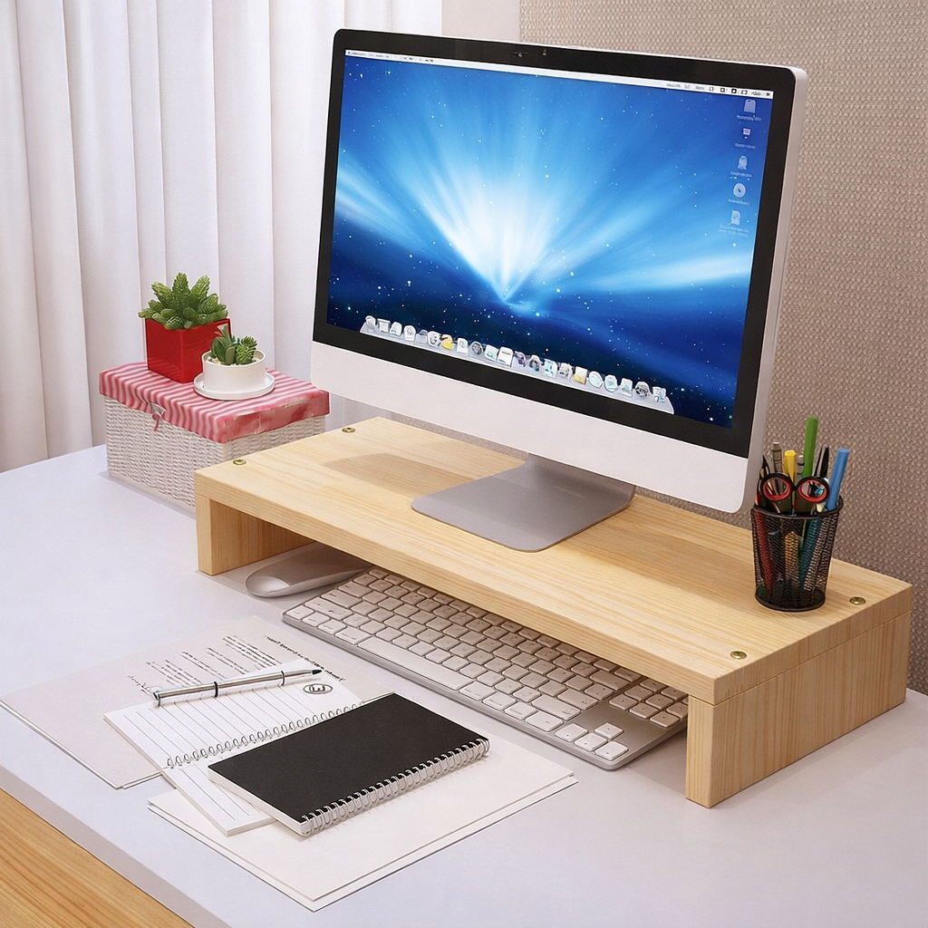 Kệ ngang để màn hình vi tính , decor trang trí bàn làm việc , gỗ mdf dày 17mm phủ melamin | BigBuy360 - bigbuy360.vn