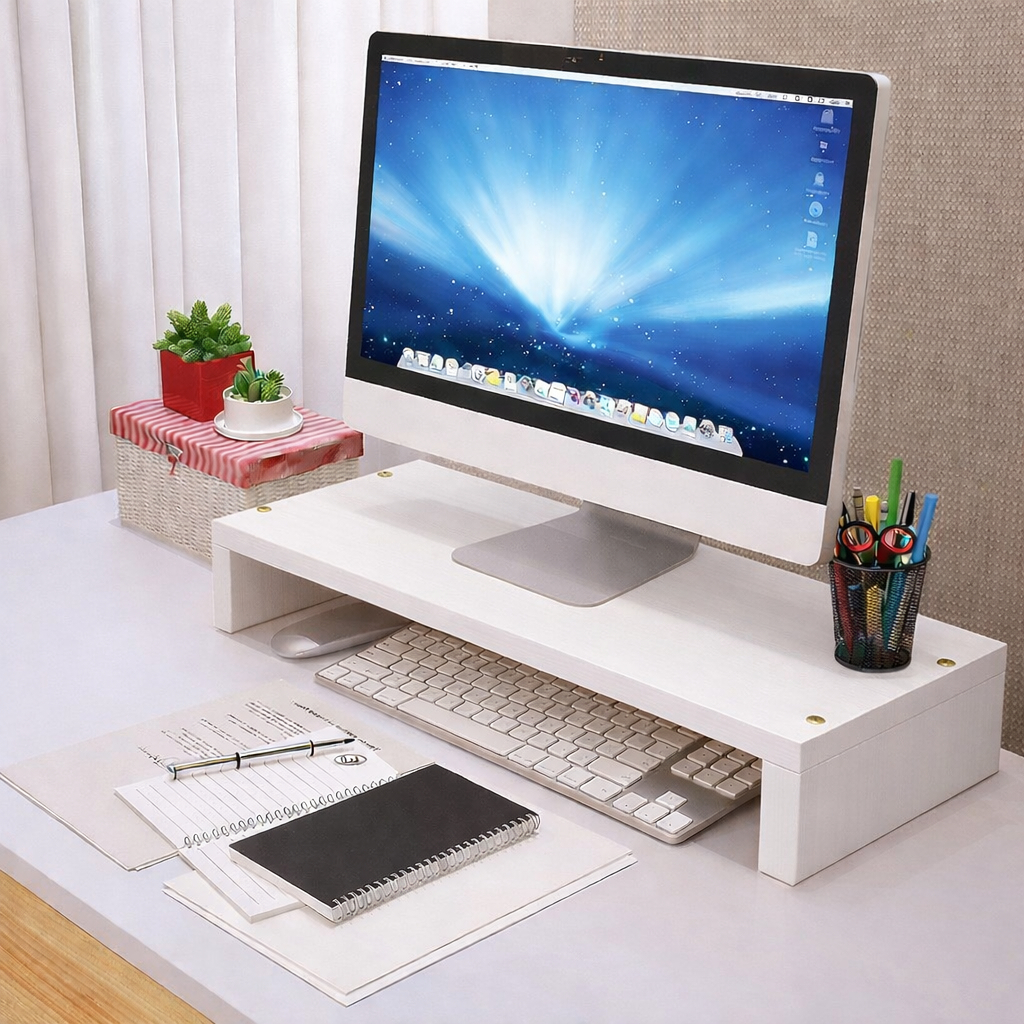 Kệ ngang để màn hình vi tính , decor trang trí bàn làm việc , gỗ mdf dày 17mm phủ melamin | BigBuy360 - bigbuy360.vn
