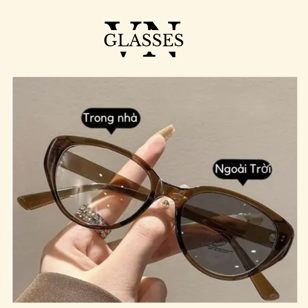 Kính mắt mèo đổi màu dành cho nam nữ hot trend phong cách Hàn Quốc chống ánh sáng xanh 81059