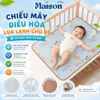 Chiếu Điều Hòa Cho Bé Cao Cấp MAISON, Thảm Lụa Lạnh Mát Lưng Chống Thấm Thoáng Khí