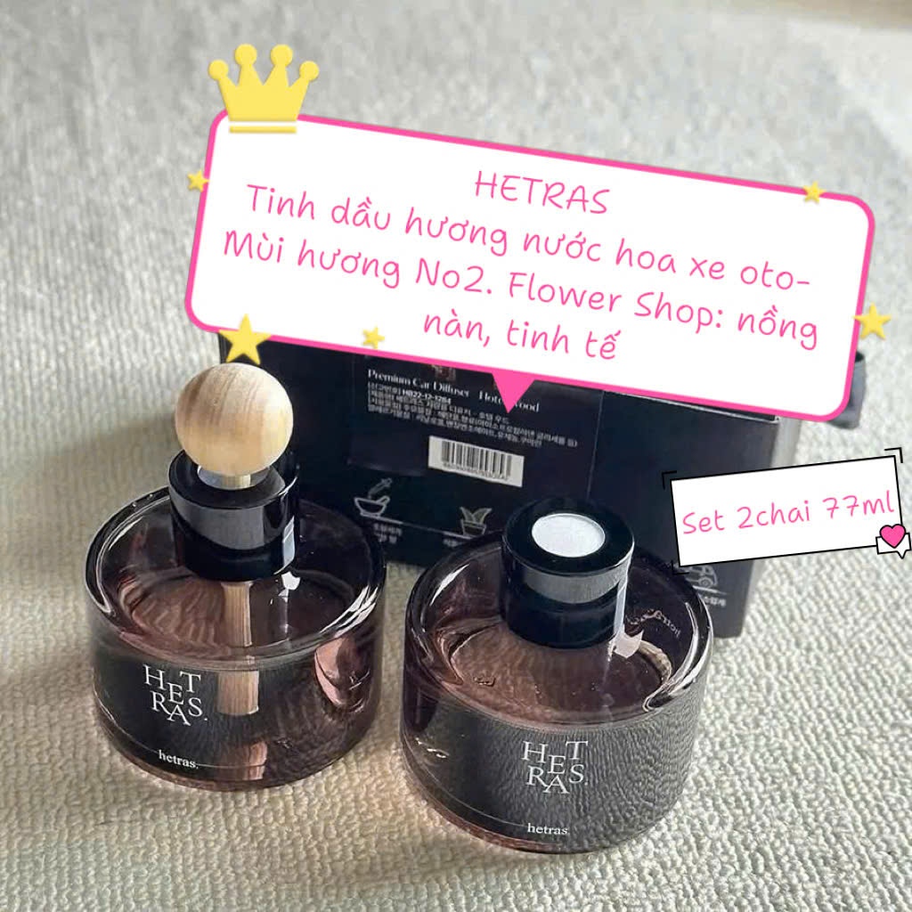Combo 2 Lọ Tinh Dầu Nước Hoa Cho Ô tô Hetras (77mlx2)
