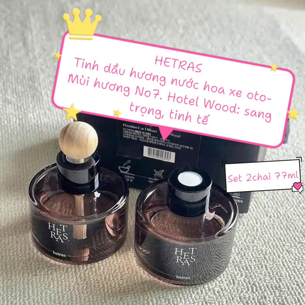 Combo 2 Lọ Tinh Dầu Nước Hoa Cho Ô tô Hetras (77mlx2)