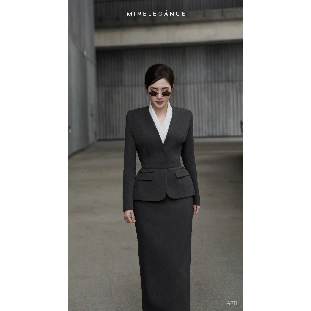 MINELEGÁNCE | SET VEST CỔ TIM THANH LỊCH, SANG TRỌNG - MIN711