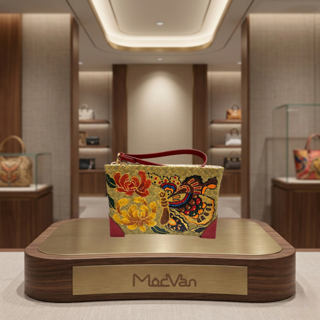 Ví Cỏ Bàng Cầm Tay Q Gallery - Đan Vẽ Tay - Mộng Hồ Điệp