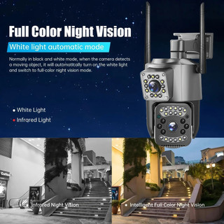 Camera giám sát 2 mắt kính Wifi chống nước hiển thị 2 màn hình nhìn đêm đàm thoại hai chiều