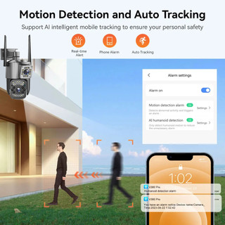 Camera giám sát 2 mắt kính Wifi chống nước hiển thị 2 màn hình nhìn đêm đàm thoại hai chiều