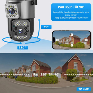 Camera giám sát 2 mắt kính Wifi chống nước hiển thị 2 màn hình nhìn đêm đàm thoại hai chiều