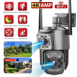 Camera giám sát 2 mắt kính Wifi chống nước hiển thị 2 màn hình nhìn đêm đàm thoại hai chiều