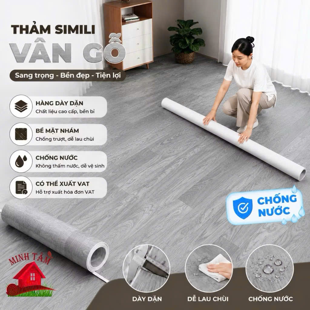 [THẢM SIMILI NHÁM - CUỘN TRÒN [1mx1mTHẢM NHỰA TRẢI SÀN VÂN GỖ DÀY 0.5MM