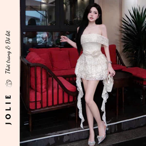 Váy Thiết Kế Trễ Vai Ren Tầng Đính Hoa - JOLIE