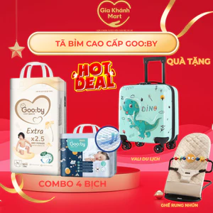 Combo 4 bịch Tã/bỉm ngày đêm Gooby mềm mại, siêu thấm hút size Nb/S/M/L/XL/XXbịch