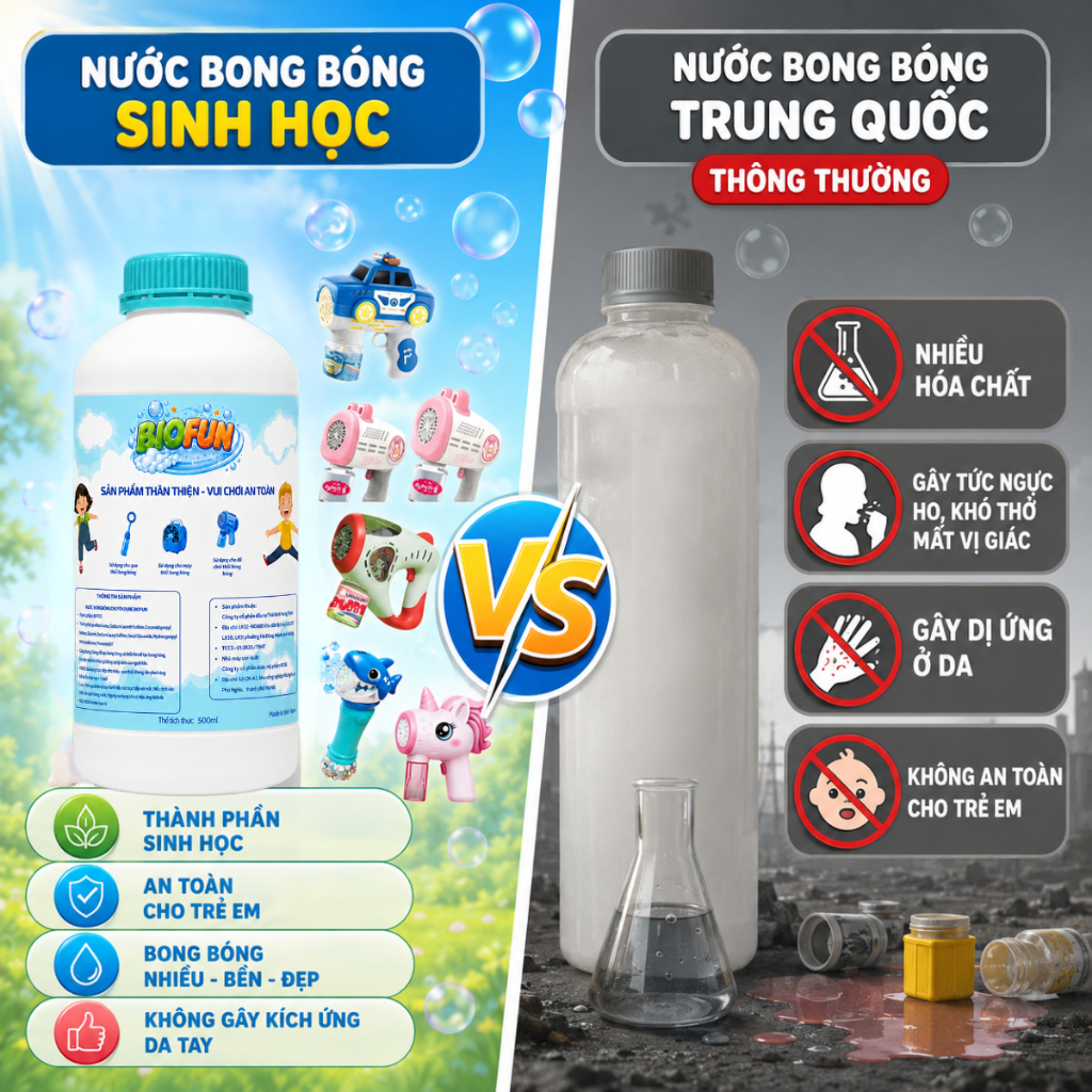 Nước tạo bong bóng Biofun 500ml an toàn cho bé siêu nhiều bong bóng dùng được cho que và máy thổi