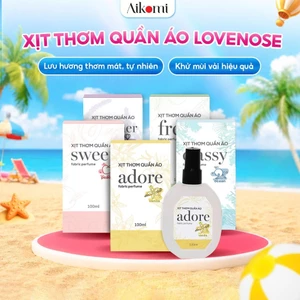 Xịt thơm quần áo Lovenose chiết xuất tinh dầu thiên nhiên thơm mát khửi mùi hôi và mang lại hương thơm lâu dài