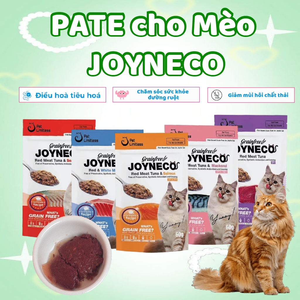 Pate cho mèo Joyneco thơm ngon, Pate mèo bổ sung chất dinh dưỡng cho thú cưng gói 60gr