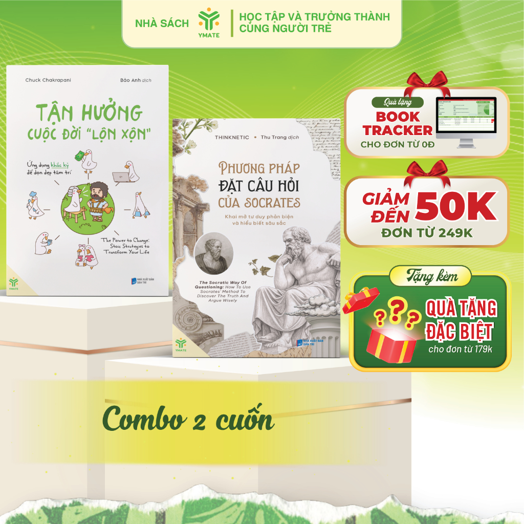 Bìa sách Combo Triết Học Ứng Dụng: Phương Pháp Đặt Câu Hỏi Của Socrates + Tận Hưởng Cuộc Đời Lộn Xộn
