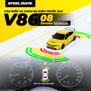 Cảm biến va chạm STEELMATE trước sau V86 tích hợp lên màn hình ODO dành cho Honda (8 mắt)
