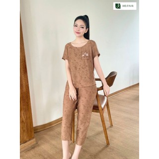 25SET09 Đồ Bộ Nữ Ken va Chất Đũi Hàn Cao Cấp Áo Tay cộc thêu túi giả  Quần lửng
