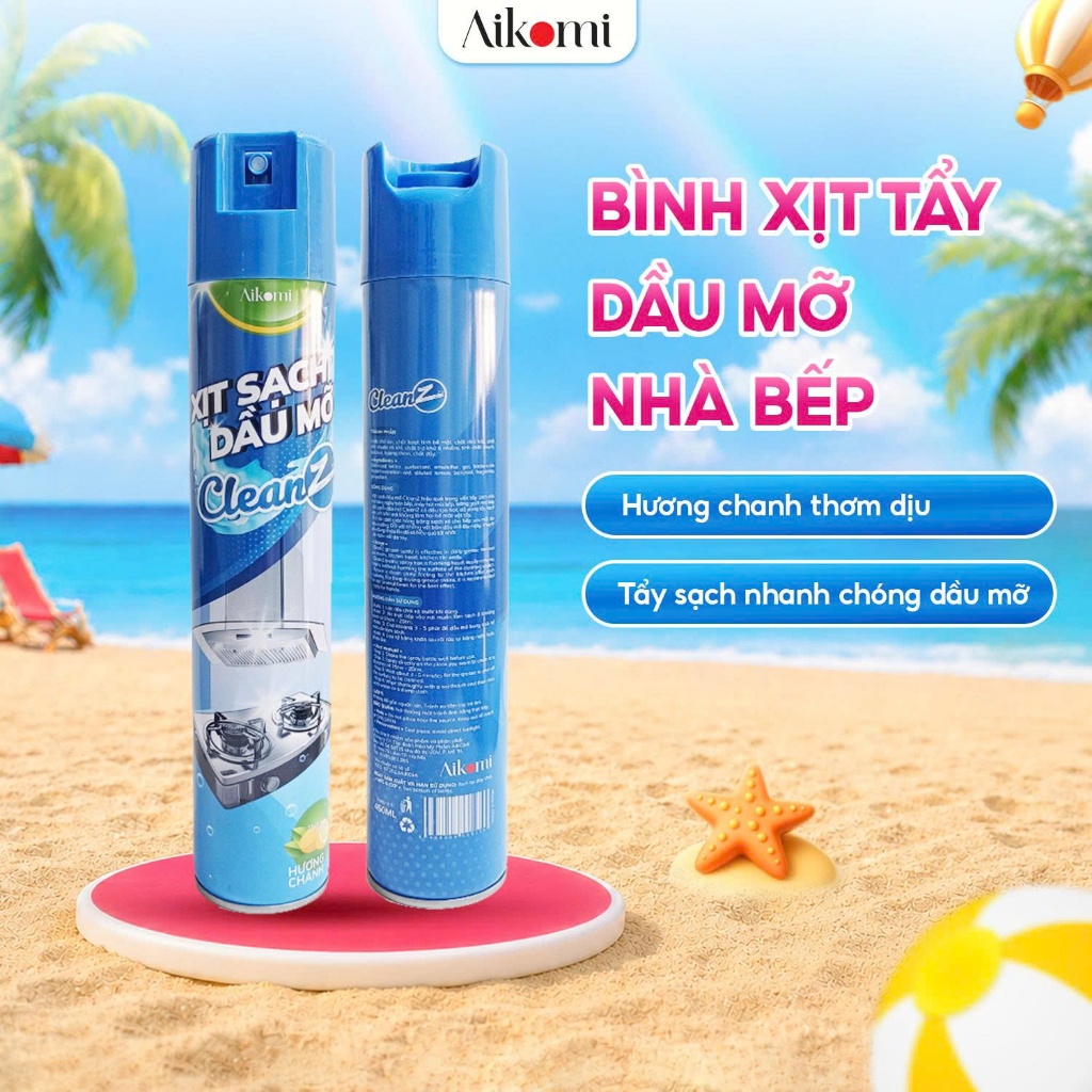 Bình xịt tẩy dầu mỡ nhà bếp CleanZ 450ml đánh bay vết bẩn cứng đầu trên xoong nồi,tường gạch, lưới máy hút mùi