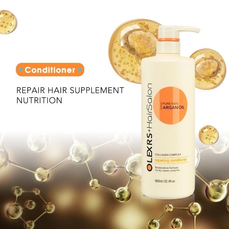 Bộ dầu gội xả Olexrs+HairSalon Argan Oil Collagen 960ml giúp phục hồi tóc, dưỡng tóc mềm mượt, chống rụng kích mọc tóc