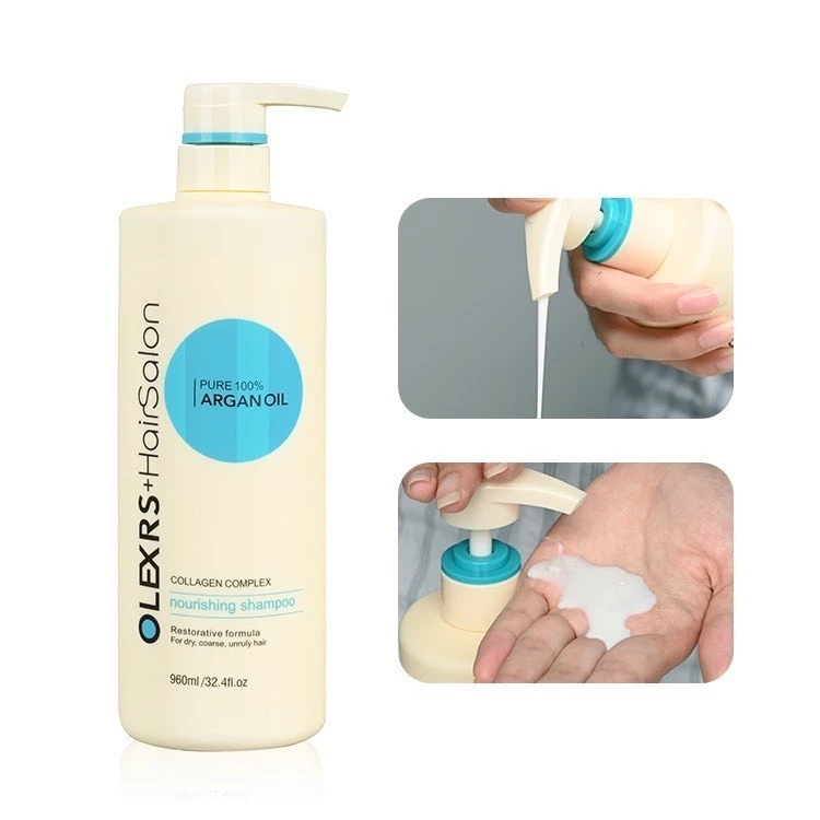 Bộ dầu gội xả Olexrs+HairSalon Argan Oil Collagen 960ml giúp phục hồi tóc, dưỡng tóc mềm mượt, chống rụng kích mọc tóc