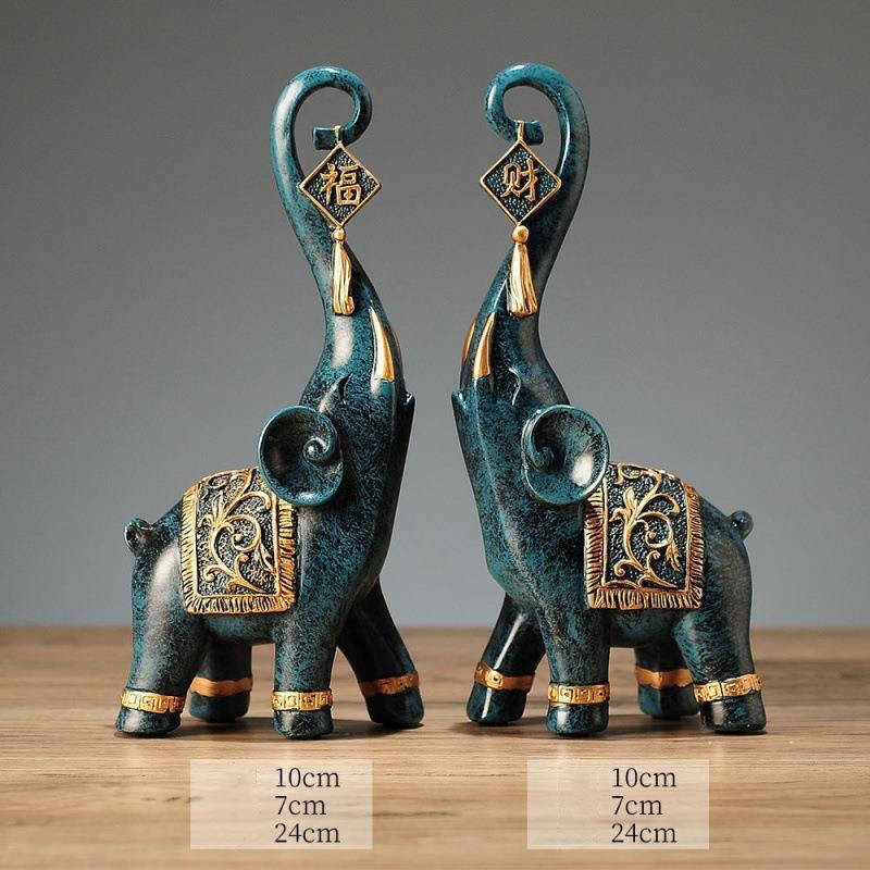 Bộ tượng các mẫu xanh vàng decor nhà cửa