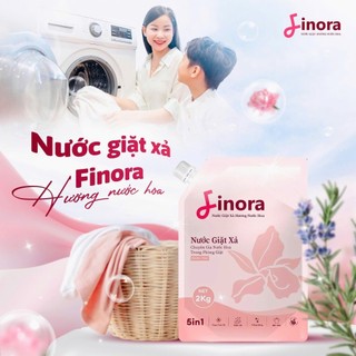 (TẶNG 1 GẤU HOA HỒNG) Combo 2 Túi, 4kg Nước Giặt Finora  Hương Nước Hoa, Sạch Sâu Thơm Lâu
