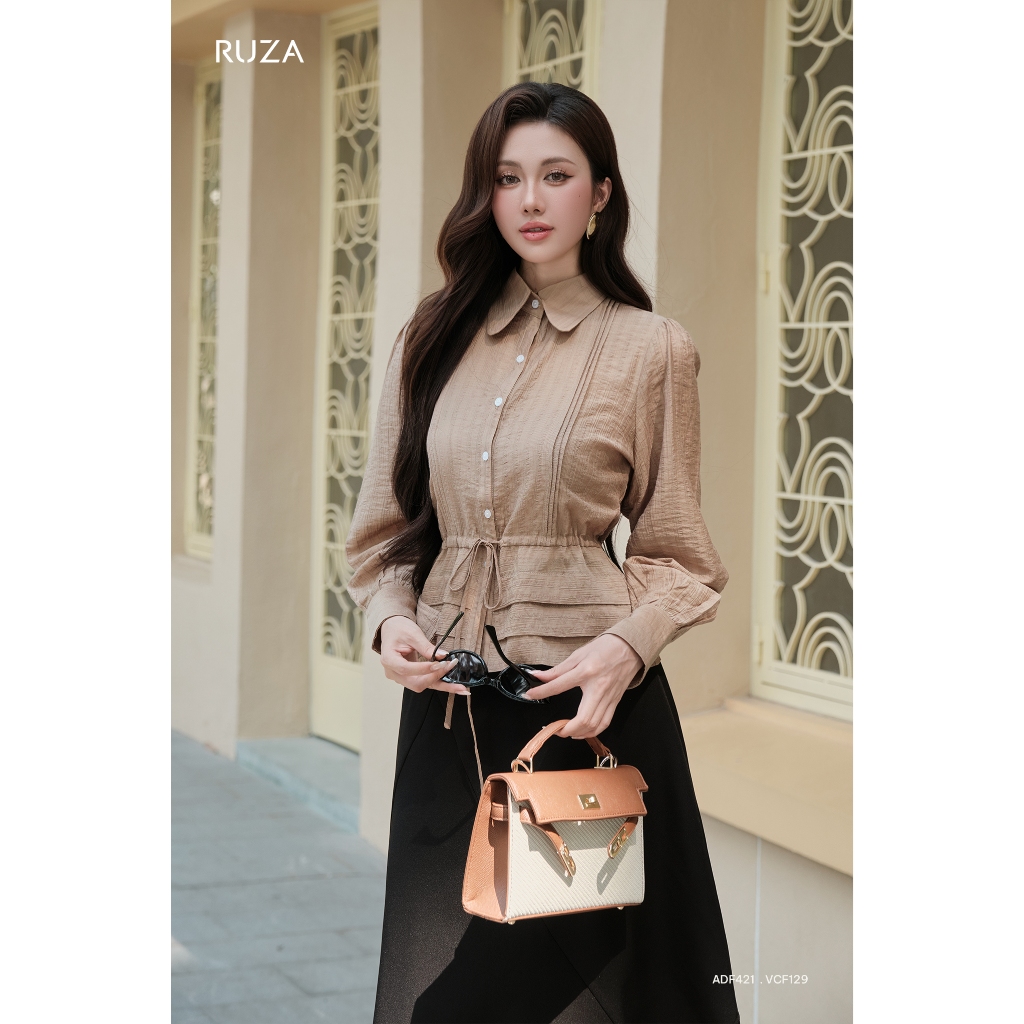 Áo sơ mi nữ tay dài RUZA kiểu dáng sang trọng thời trang công sở thanh lịch ADF421