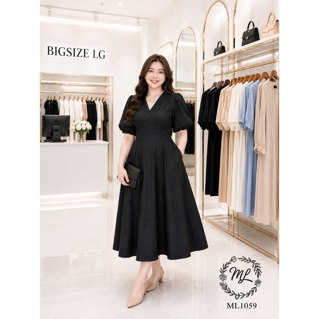 🌸 ĐẦM BIGSIZE ML1059 THUN POLY 2 DA CAO CẤP THANH LỊCH TÔN DÁNG CHO NÀNG 55-90KG 🌸
