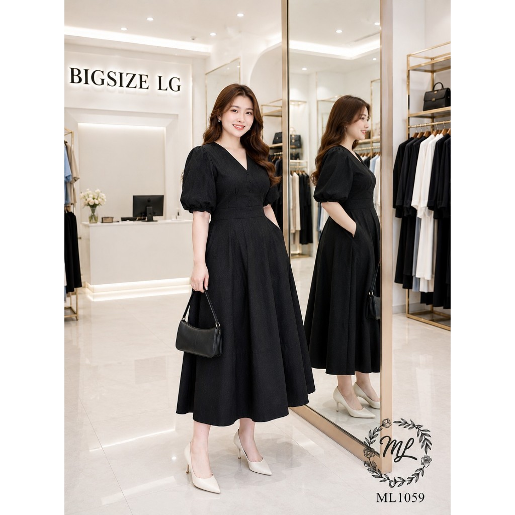 🌸 ĐẦM BIGSIZE ML1059 THUN POLY 2 DA CAO CẤP THANH LỊCH TÔN DÁNG CHO NÀNG 55-90KG 🌸