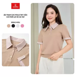 Áo polo nữ CARDINA chất thun CVC tay cộc có phối lơ ve cổ và tay 6APC10