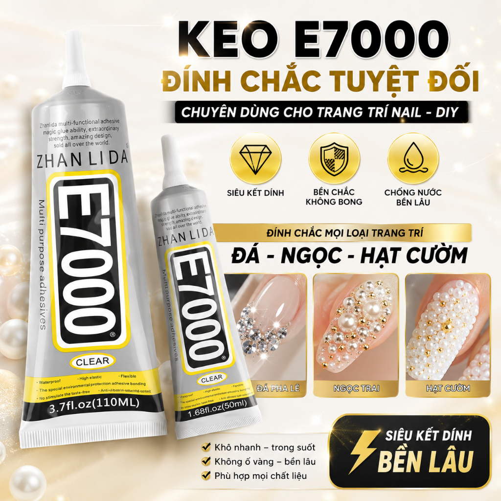 Keo dán E7000 ZHANLIDA_Keo dán được các loại vật liệu khác nhau như gỗ, vải, sắt, đá, nhựa...(Dung tích 50ml và 110ml)
