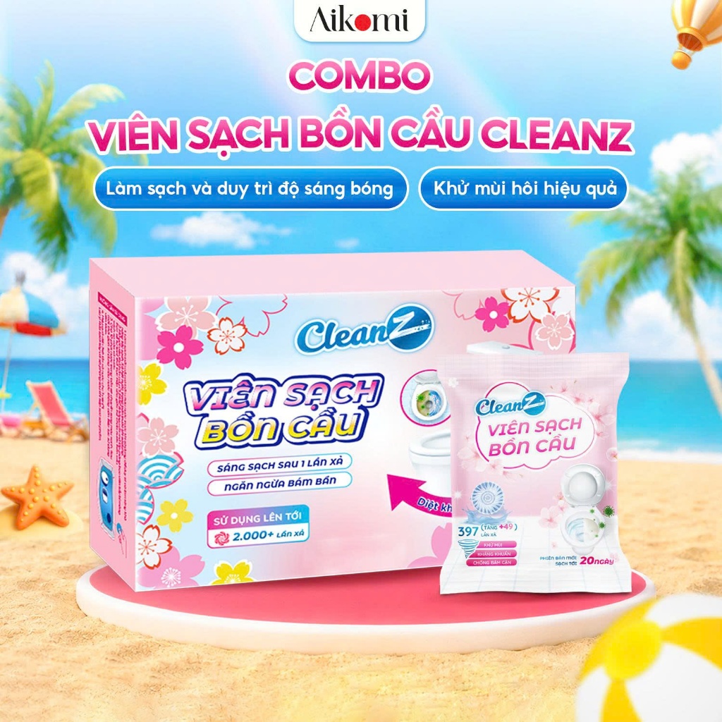 Combo Viên sạch bồn cầu CleanZ chai thả bồn cầu sạch khuẩn tẩy sạch mảng bám, khử mùi, diệt vi khuẩn toilet