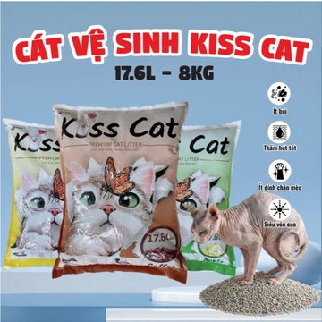 Cát mèo vệ sinh , cát mèo khử mùi KISS CAT không bụi vón cục tốt , bịch cát mèo 17.6L 8kg