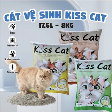 Cát vệ sinh cho mèo KISS CAT siêu thấm hút và siêu vón cục 17.6L 8KG, cát vệ sinh tiết kiệm cho mèo