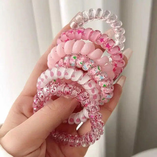 Bộ 6 dây buộc tóc / dây điện thoại, dây cột tóc lò xo xoắn nhiều màu, phụ kiện tóc thời trang cho nữ