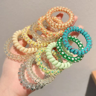 Bộ 6 dây buộc tóc / dây điện thoại, dây cột tóc lò xo xoắn nhiều màu, phụ kiện tóc thời trang cho nữ