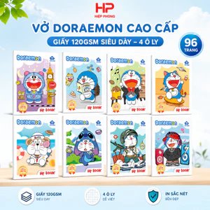 Combo 5 Quyển Tập Vở Học Sinh Doraemon 96 Trang – Giấy Siêu Dày 120GSM, 4/5 Ô Ly Vuông - Hiệp Phong
