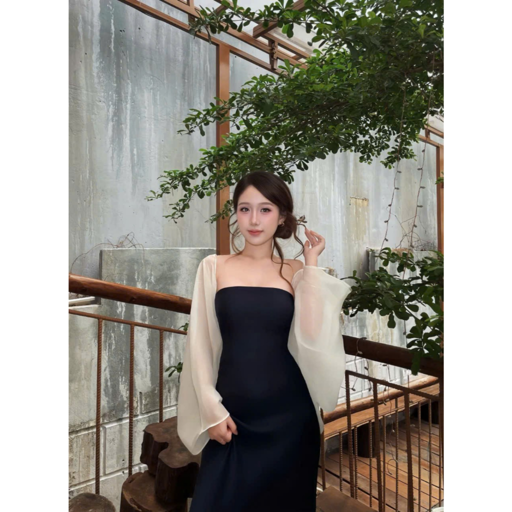 (Sẵn Hỏa Tốc) Áo Choàng Voan Tơ Sang Chảnh, Khăn Choàng Dáng Dài Thời Trang Phối Lụa Dễ Mix Đầm Đầy Khí Chất