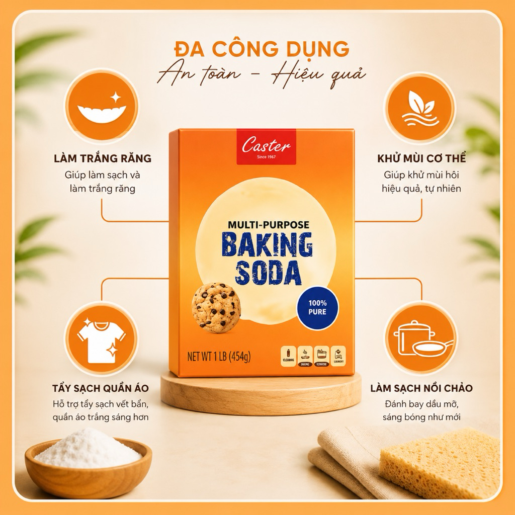 Bột Baking Soda Caster Daily 454g Khử Mùi Và Vệ Sinh Răng Miệng , làm Bánh , tẩy rửa