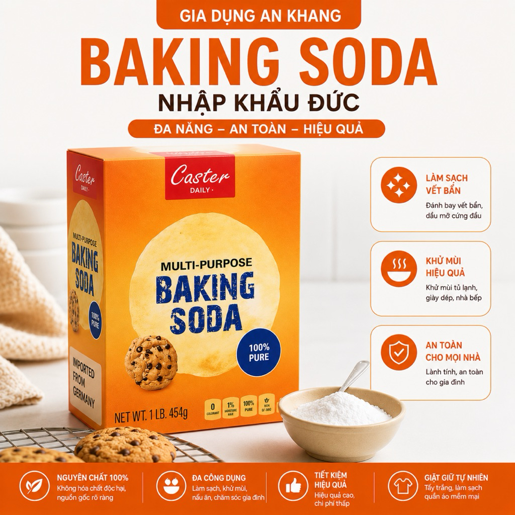 Bột Baking Soda Caster Daily 454g Khử Mùi Và Vệ Sinh Răng Miệng , làm Bánh , tẩy rửa
