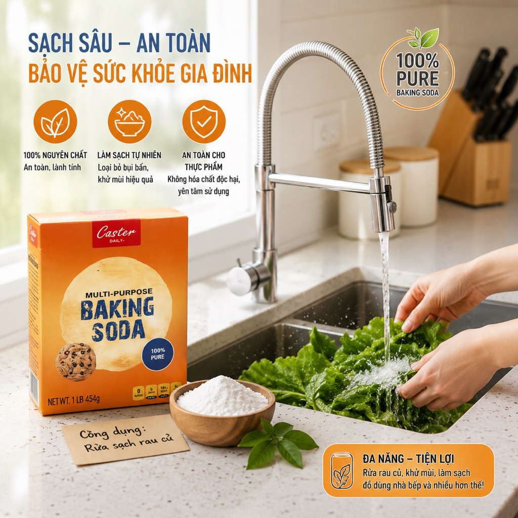 Bột Baking Soda Caster Daily 454g Khử Mùi Và Vệ Sinh Răng Miệng , làm Bánh , tẩy rửa