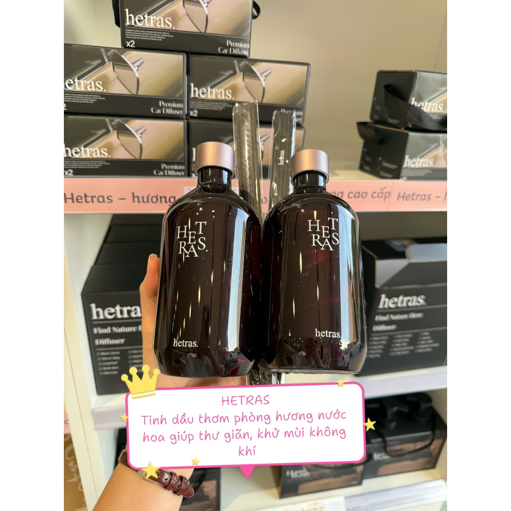 Tinh Dầu Thơm Phòng Hetras Premium Diffuser 500ml (Có Kem Que cắm tinh dầu)