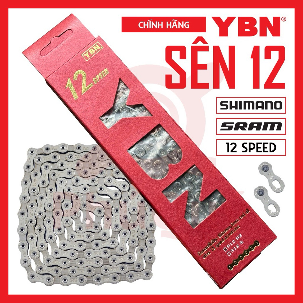 Sên Xích Xe Đạp 12 Tốc Độ YBN S12  116L/126L Đài Loan Kèm Khoá Sên