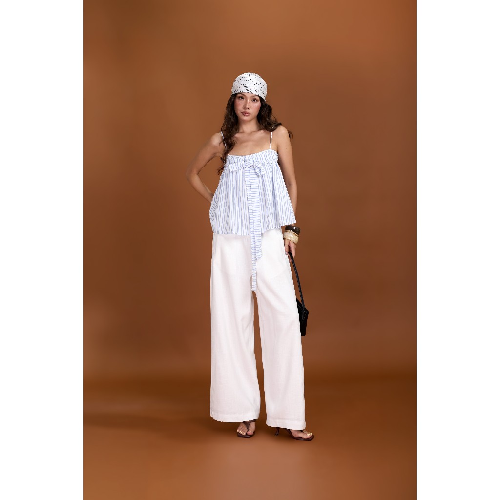 Áo hai dây nữ Lolia Miều Est.2013 áo hai dây kẻ sọc dáng babydoll buộc nơ