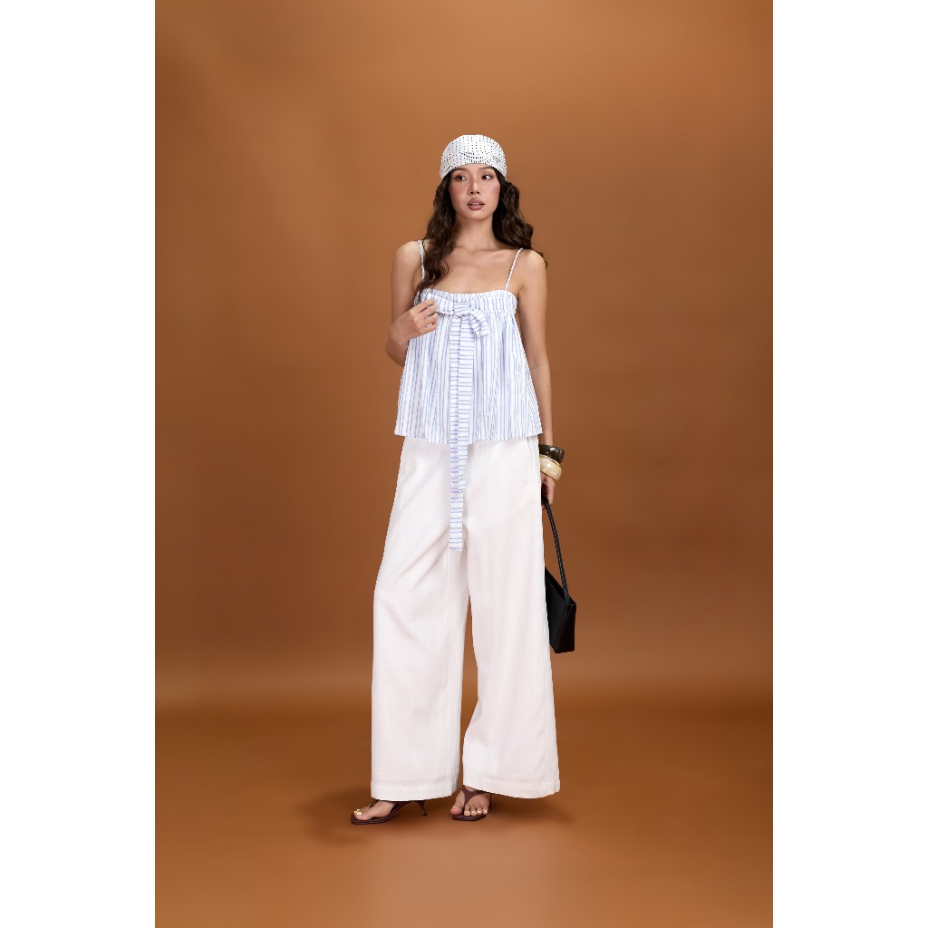 Áo hai dây nữ Lolia Miều Est.2013 áo hai dây kẻ sọc dáng babydoll buộc nơ