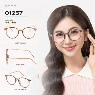Gọng kính thời trang nam nữ ANNA kim loại dáng tròn unisex cá tính OL 01257