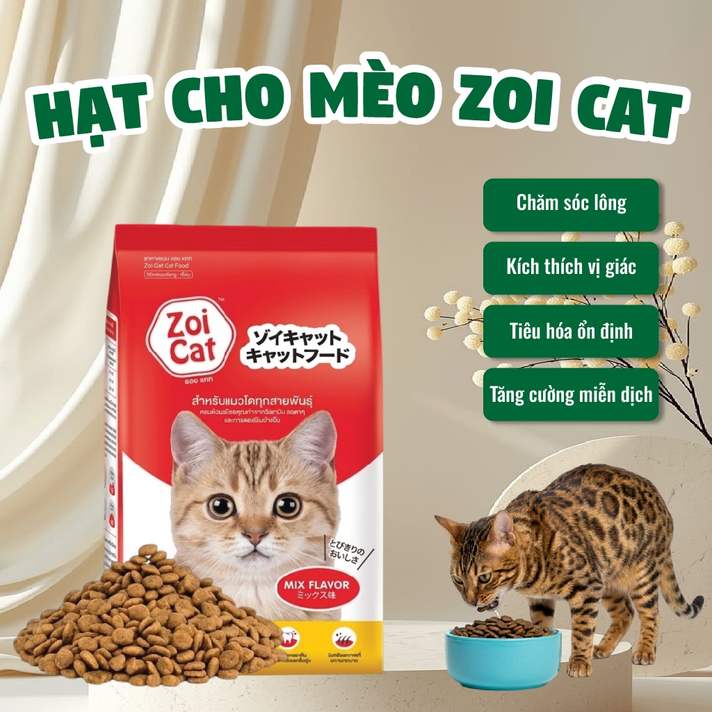Hạt mèo Zoi Cat gói 1kg, hạt Zoi Cat cho mèo nhiều dinh dưỡng cho mọi lứa tuổi mèo túi 1kg