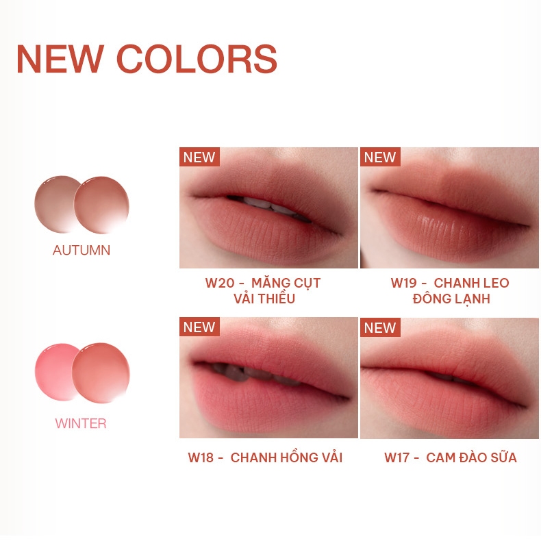 [LIVE] COMBO Son Tint Watery INTO YOU chất son tint lì mịn mướt môi, lâu trôi, không gây khô môi 3g